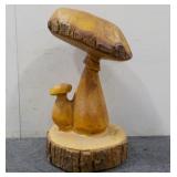 Mushroom Shaped Wood Carving 17" Tall