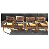 (4) Wooden/Leather Chairs