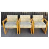 (3) Wood Framed Cushioned Seats