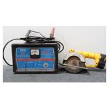 TRW 10 Amp Battery Charger and DeWalt Saw