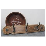 34" Coat Rack and Chardonnay Wall Decor