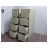 (2) Tan Metal 4 Drawer Filing Cabinets
