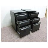 (2) 3 Drawer Black Metal Filing Cabinets (No Keys)