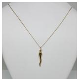 (1) Chili Pepper 14K Yellow Gold Necklace
