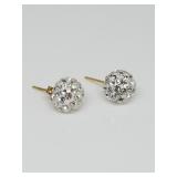 (1 Pair) 10K Yellow Gold earrings W/Stones