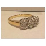 14KT White/Yellow Gold Womens Diamond Cluster Ring
