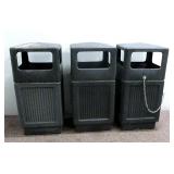 (3) Heavy Duty Trash Cans w/ Lids & Locking Chains