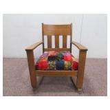 Solid Wood Rocking Chair W/ Quilted Print Cushion