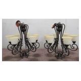 (2) Chandeliers (Rod Iron w/ Frosted Covers)