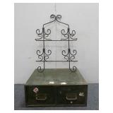 2-Drawer Card Cabinet w/ Wire Rack Decor