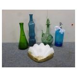 Assortment of Vases &Shell Light Fixture