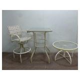 (2) Patio Tables & (1) Swivel Patio Chair