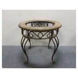 Wicker & Rod Iron Side Table (Missing Top Insert)