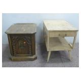Nightstand w/ Drawer & Side Table w/ Cabinet