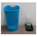 Wheeled Clothes Hamper & Pet Bowl
