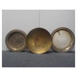 (2) Silver Trays w/ (1) Brass Bowl