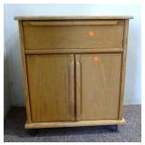 2 Door, 1 Drawer Light Oak Cabinet On Wheels