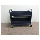 Dark Blue Metal Rolling Cart W/ Bins