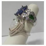 (2) Large Gem Fashion Rings (Size 7 1/2)