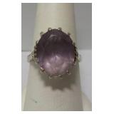 10k Gold Ring w/ Large Purple Gem (Size 8 1/4)