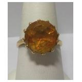10k PG Ring w/ Large Amber Gem (Size 8)