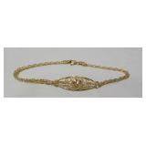 Small 10k Gold Chain Bracelet w/ Heart (7" long)
