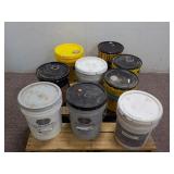 (9 Buckets) Assorted Primers, Paints, etc.