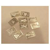 (10) Different .999 Fine Silver 1 Gram Bars