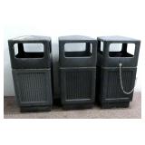 (3) Heavy Duty Trash Cans w/ Lids & Locking Chains