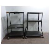 (2) Black Metal Rolling Media Carts (55"x30"x28")