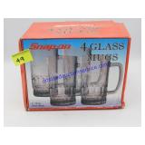 Lot of 4 Glass Snap-on Beer Mugs