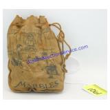 Antique Marbles in Leather Pouch