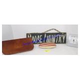 Moose Country Sign, Small Shelf, Clock, Etc..