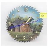 Hand Painted Saw Blade Clock (9")