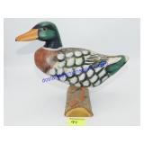 Wood Carved Duck Statue (8")