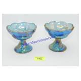 Pair of Indiana Carnival Glass Candlesticks (4")