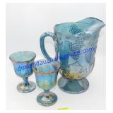 Indiana Carnival Glass Pitcher & (6) Goblets