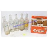 Vintage Crush Bottles & Cardboard Holder