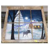 Window Painted Moose Picture (31 x 29)