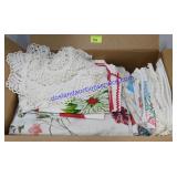 Box Full of Table Cloths & Doilies