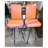Pair of Orange Padded Barstools (44")
