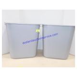 Pair of Gray Plastic Garbage Cans