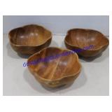 Set of 3 Small Wooden Bowls
