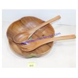 Large Wooden Bowl with Spoons