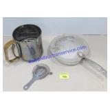 Vintage Sifter, Pan With Lid & Strainer