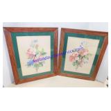 Pair of Floral Water Color Paintings 21x17