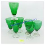 Lot of 7 Green Glasses