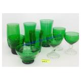 Variety of Green Glassware