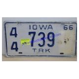 1966 Iowa License Plate