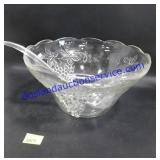 Decorative Glass Punch Bowl with Plastic Ladle